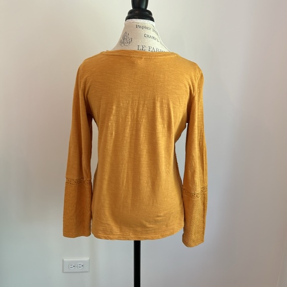 Mustard Yellow Eyelet Long Sleeve Tee - Picture 7 of 10